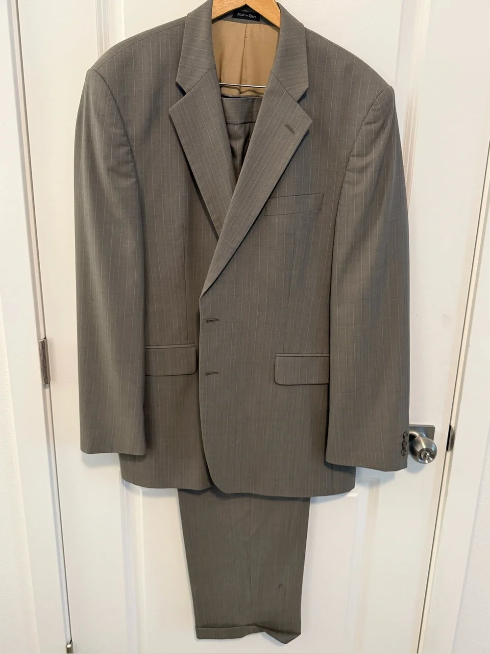 Men's Alexander London | Saville Row Green/Gray Pinstripe Two-Piece Suit